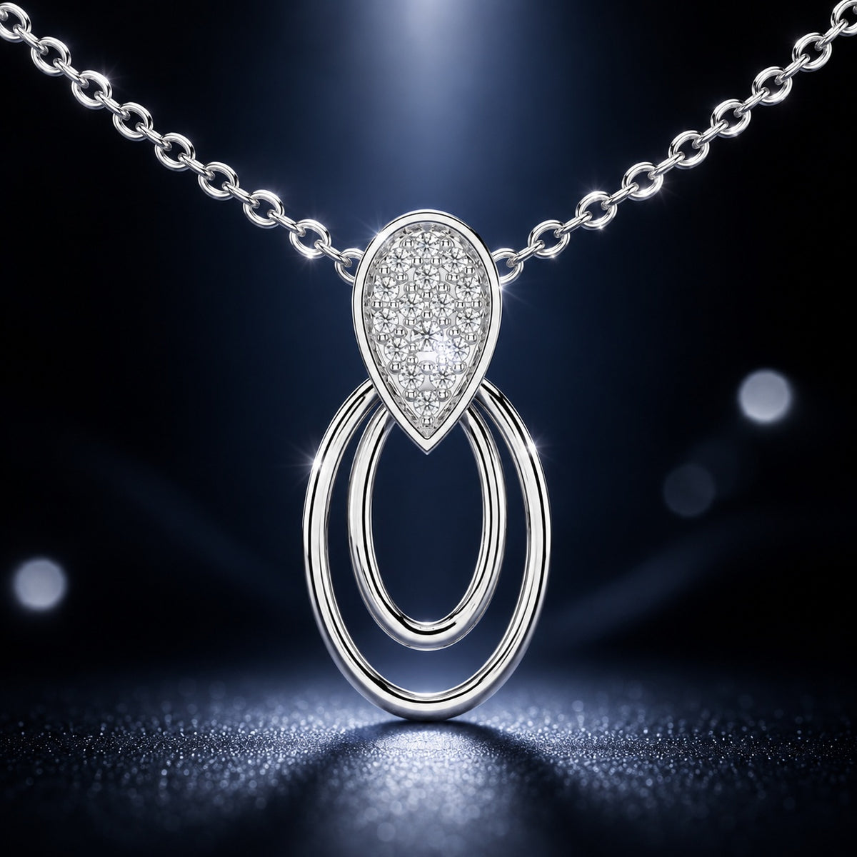 Celeste Teardrop Spark Double Hoop Pendant