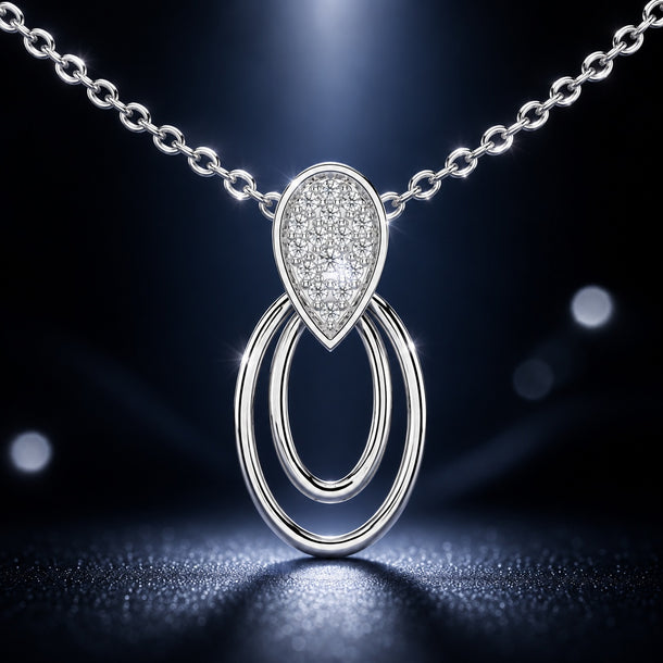 Celeste Teardrop Spark Double Hoop Pendant