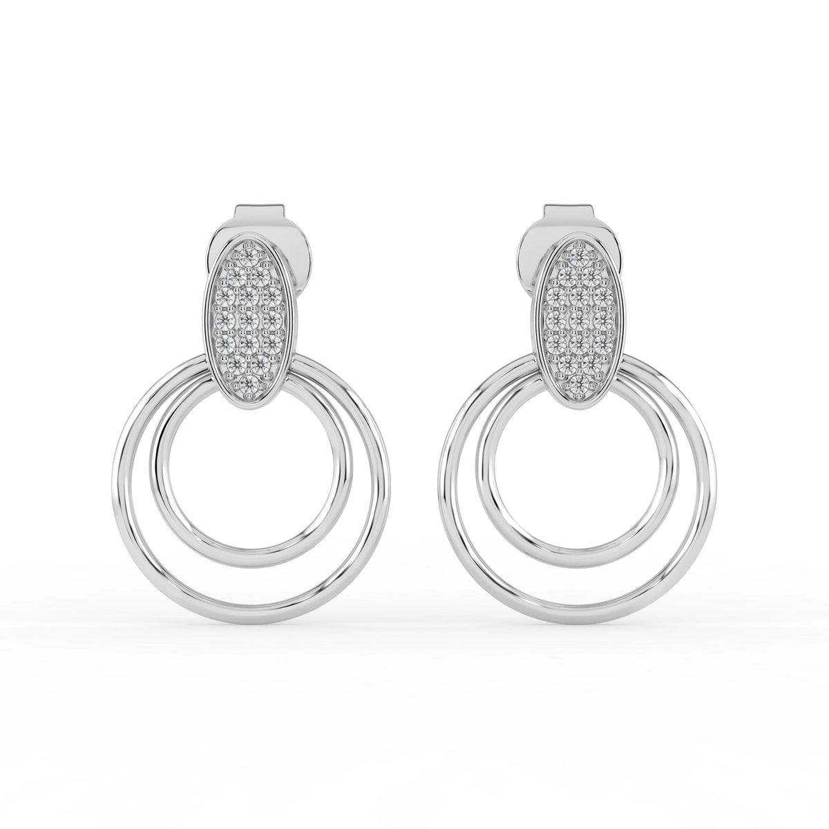 Celeste Radiant Oval Double Halo Drop Earrings