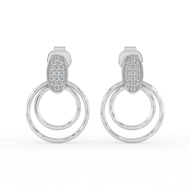 Celeste Radiant Oval Double Halo Drop Earrings