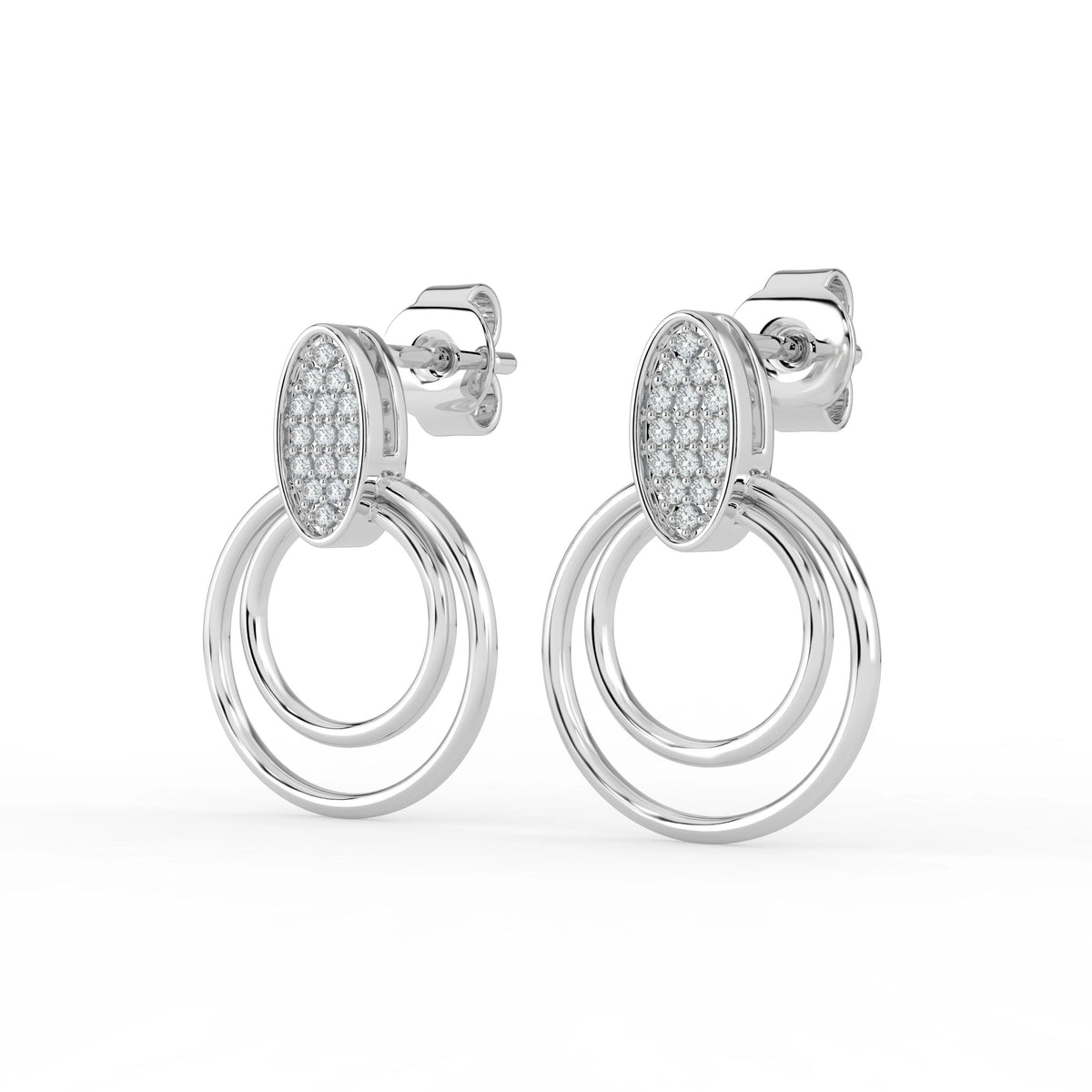 Celeste Radiant Oval Double Halo Drop Earrings