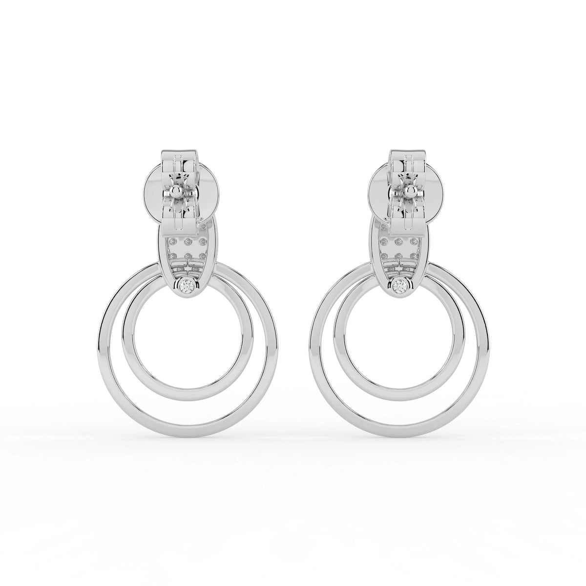 Celeste Radiant Oval Double Halo Drop Earrings