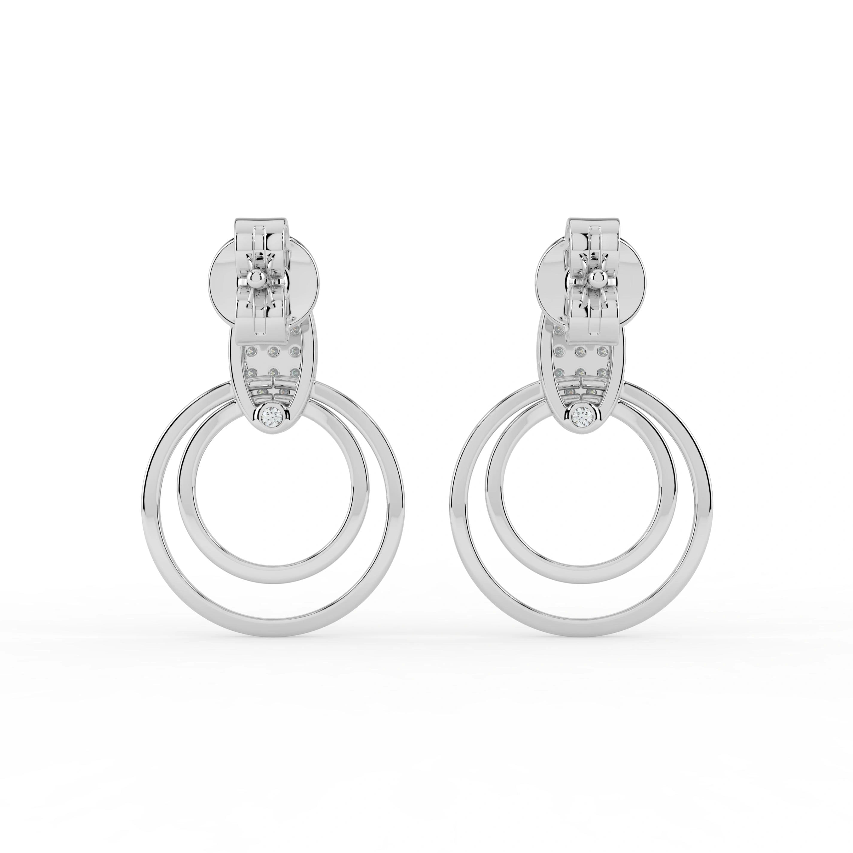 Celeste Radiant Oval Double Halo Drop Earrings