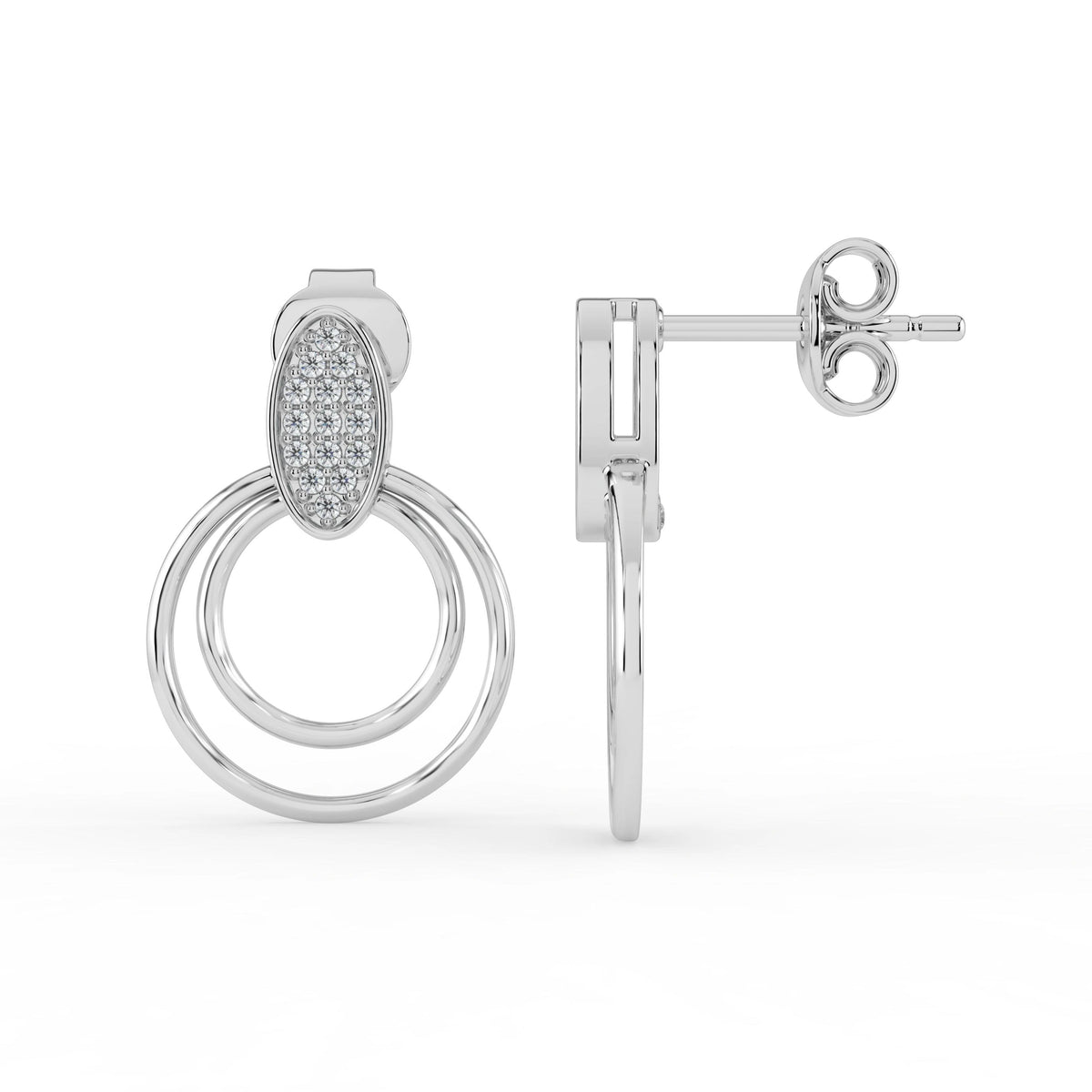 Celeste Radiant Oval Double Halo Drop Earrings