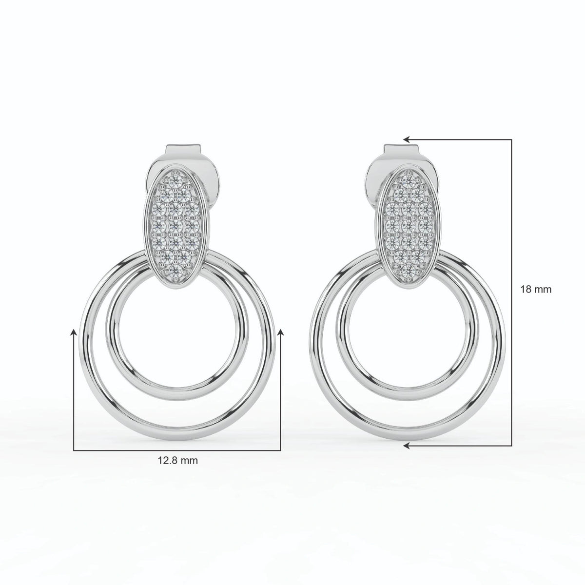 Celeste Radiant Oval Double Halo Drop Earrings