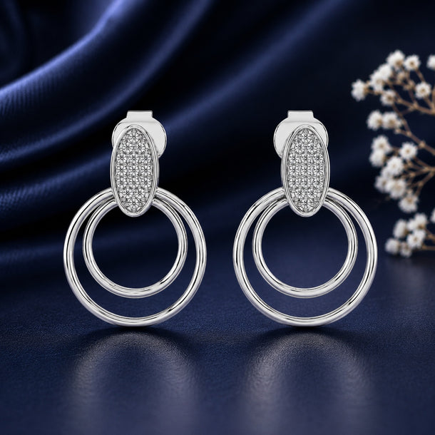 Celeste Radiant Oval Double Halo Drop Earrings