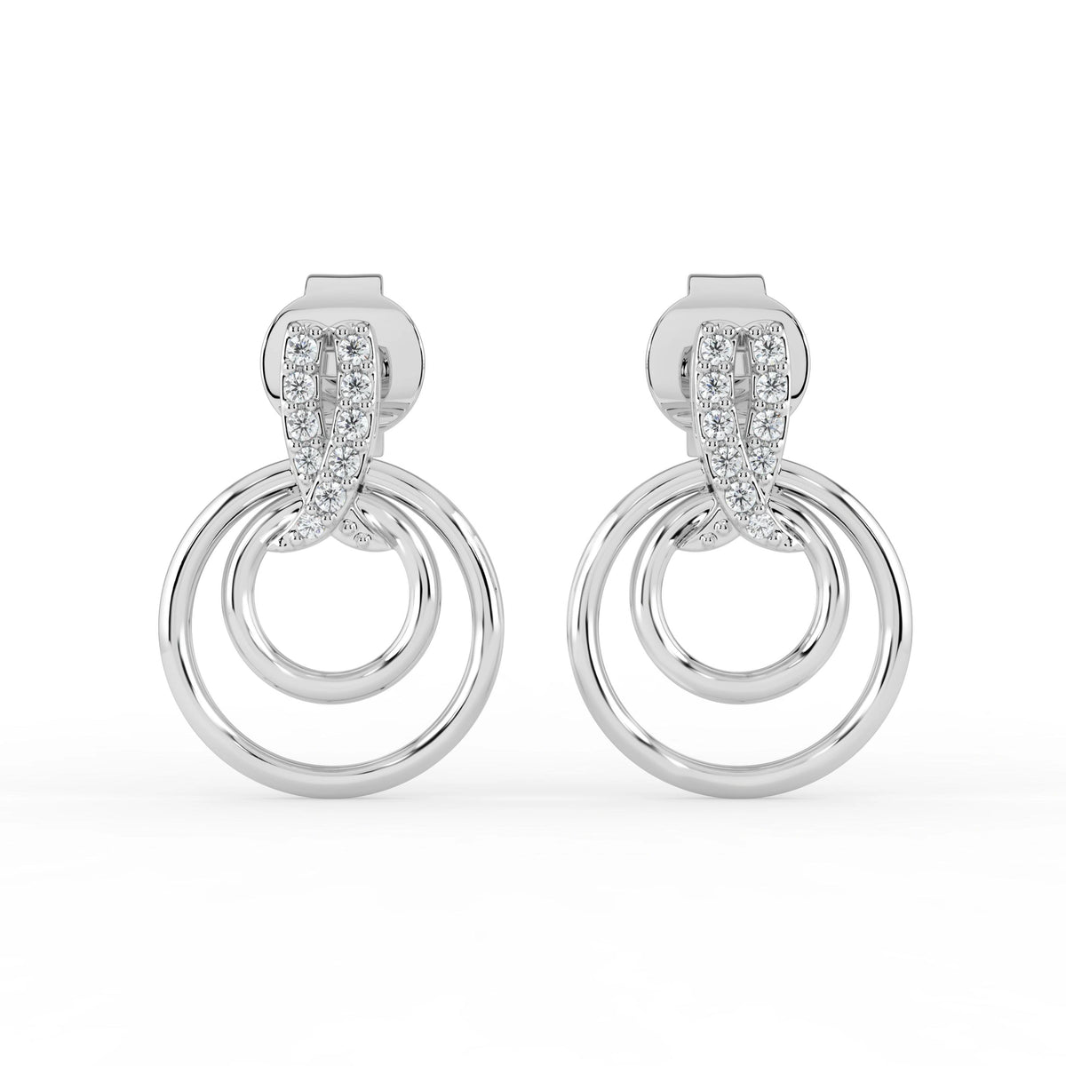 Celeste Elegant Pear Drop Double Circle Earrings