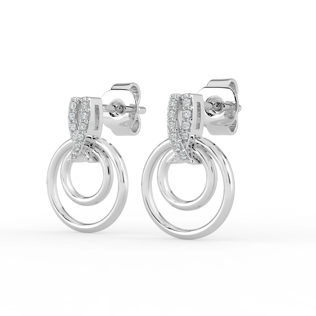 Celeste Elegant Pear Drop Double Circle Earrings