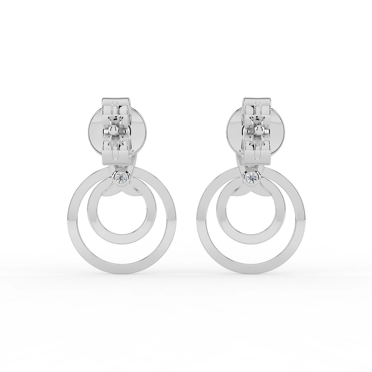 Celeste Elegant Pear Drop Double Circle Earrings