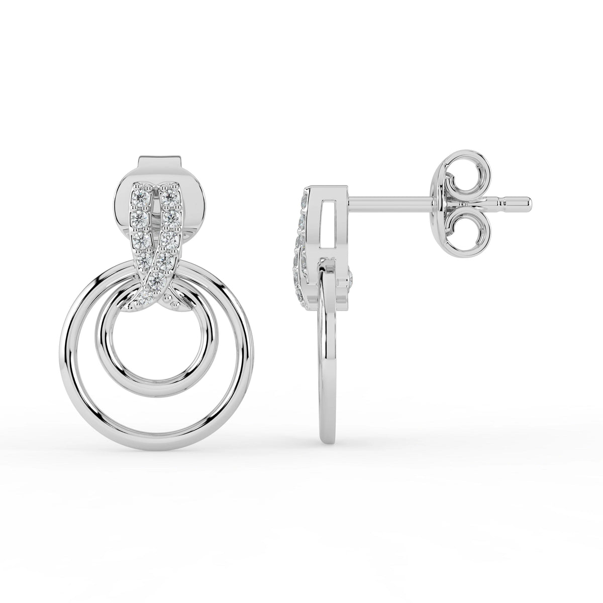 Celeste Elegant Pear Drop Double Circle Earrings