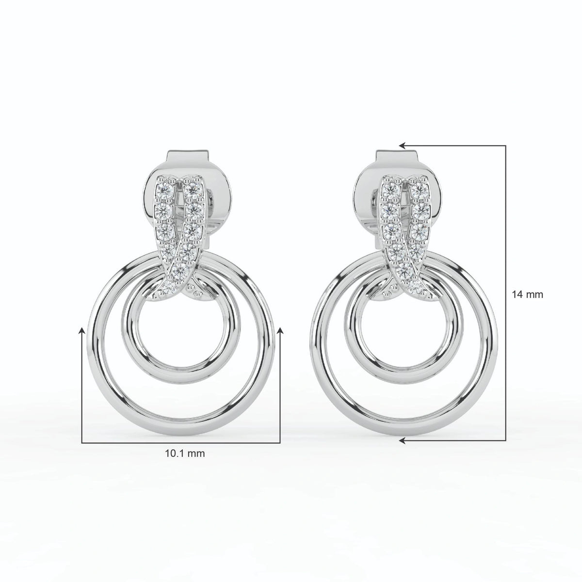Celeste Elegant Pear Drop Double Circle Earrings
