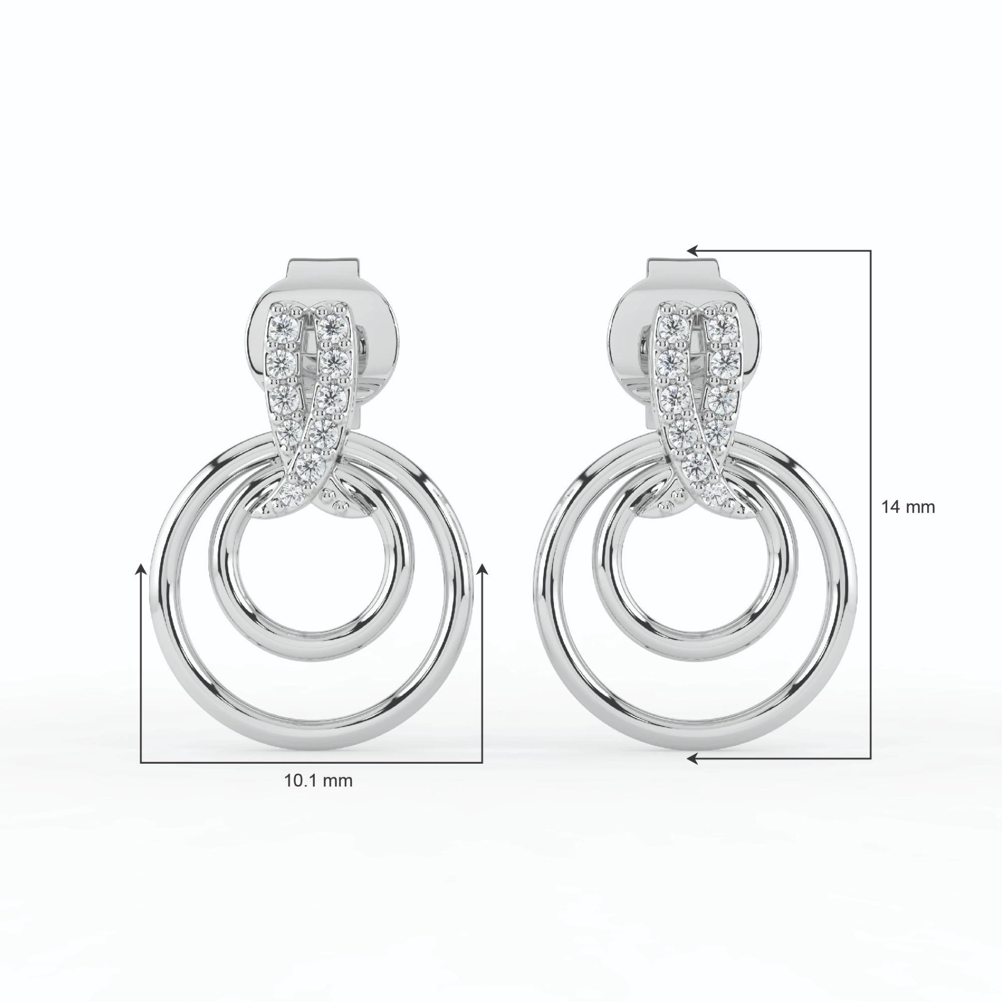 Celeste Elegant Pear Drop Double Circle Earrings