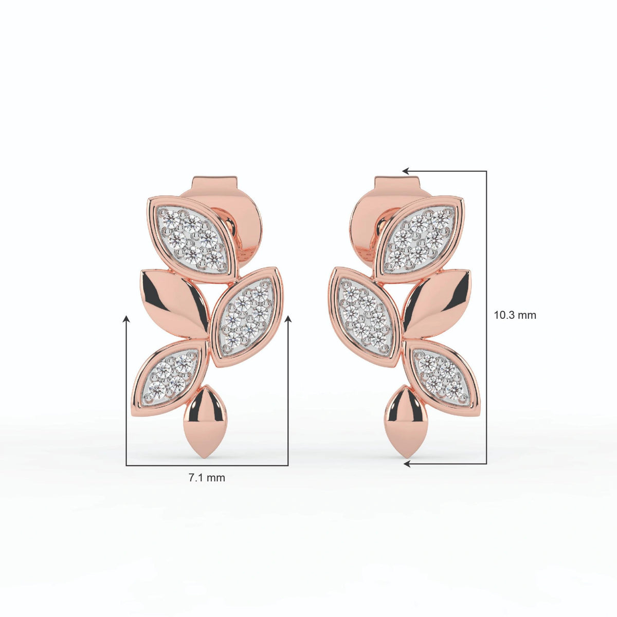 Celeste Glitter Leaf Elegance Studs