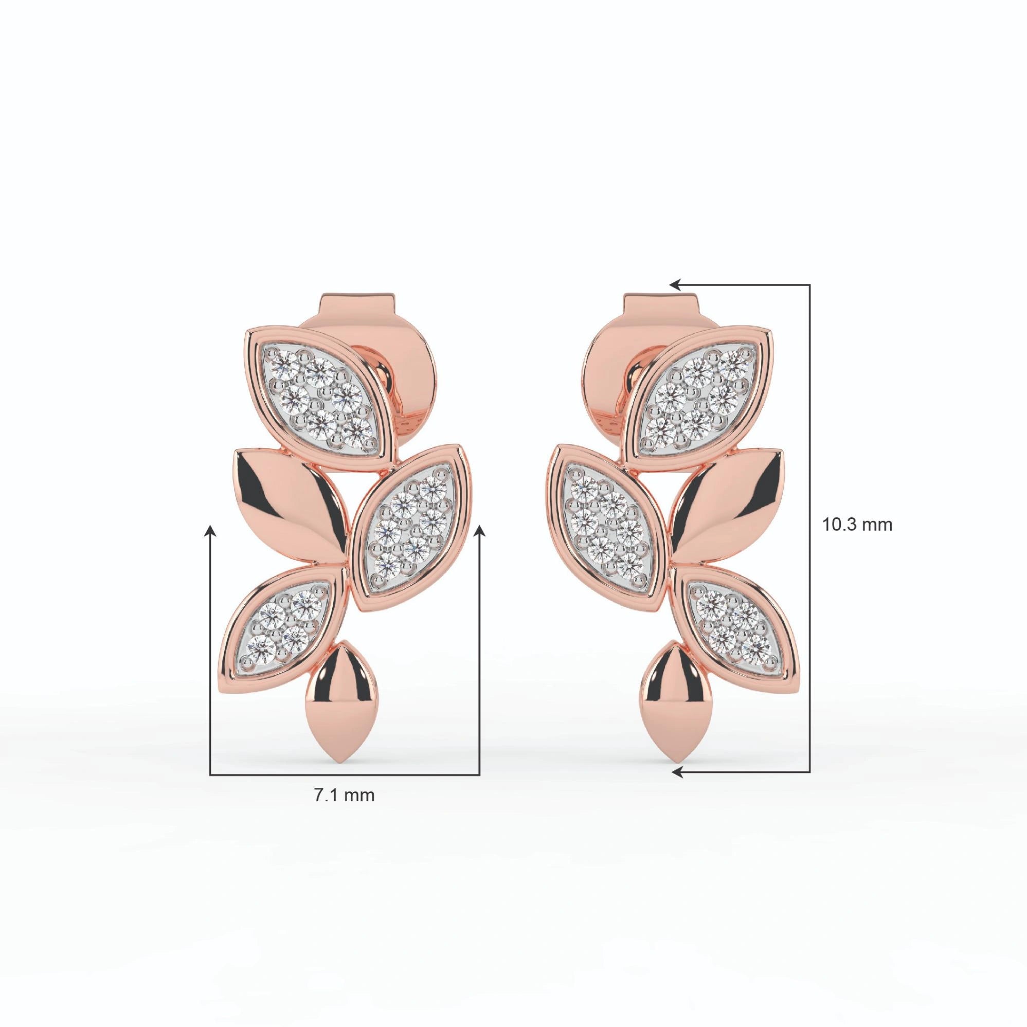 Celeste Glitter Leaf Elegance Studs