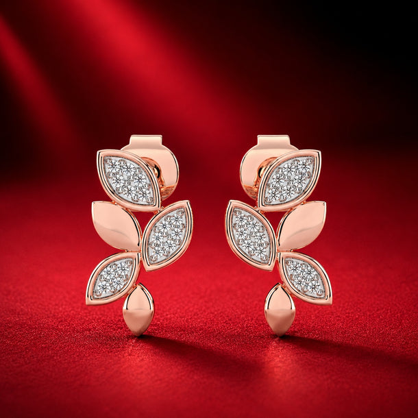 Celeste Glitter Leaf Elegance Studs