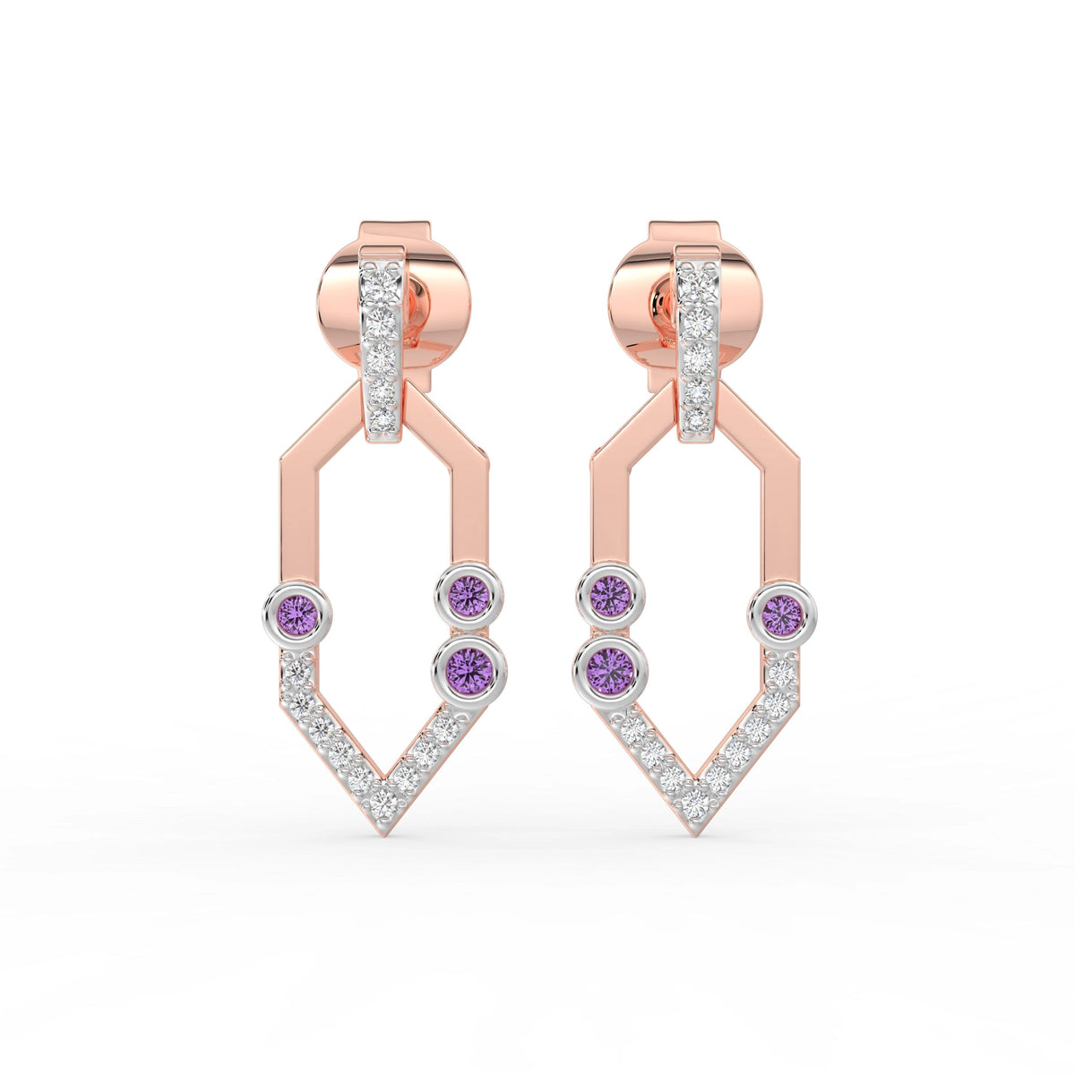 Celeste Golden Spark V-Drop Diamond Accent Earrings