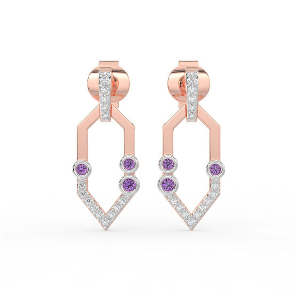 Celeste Golden Spark V-Drop Diamond Accent Earrings