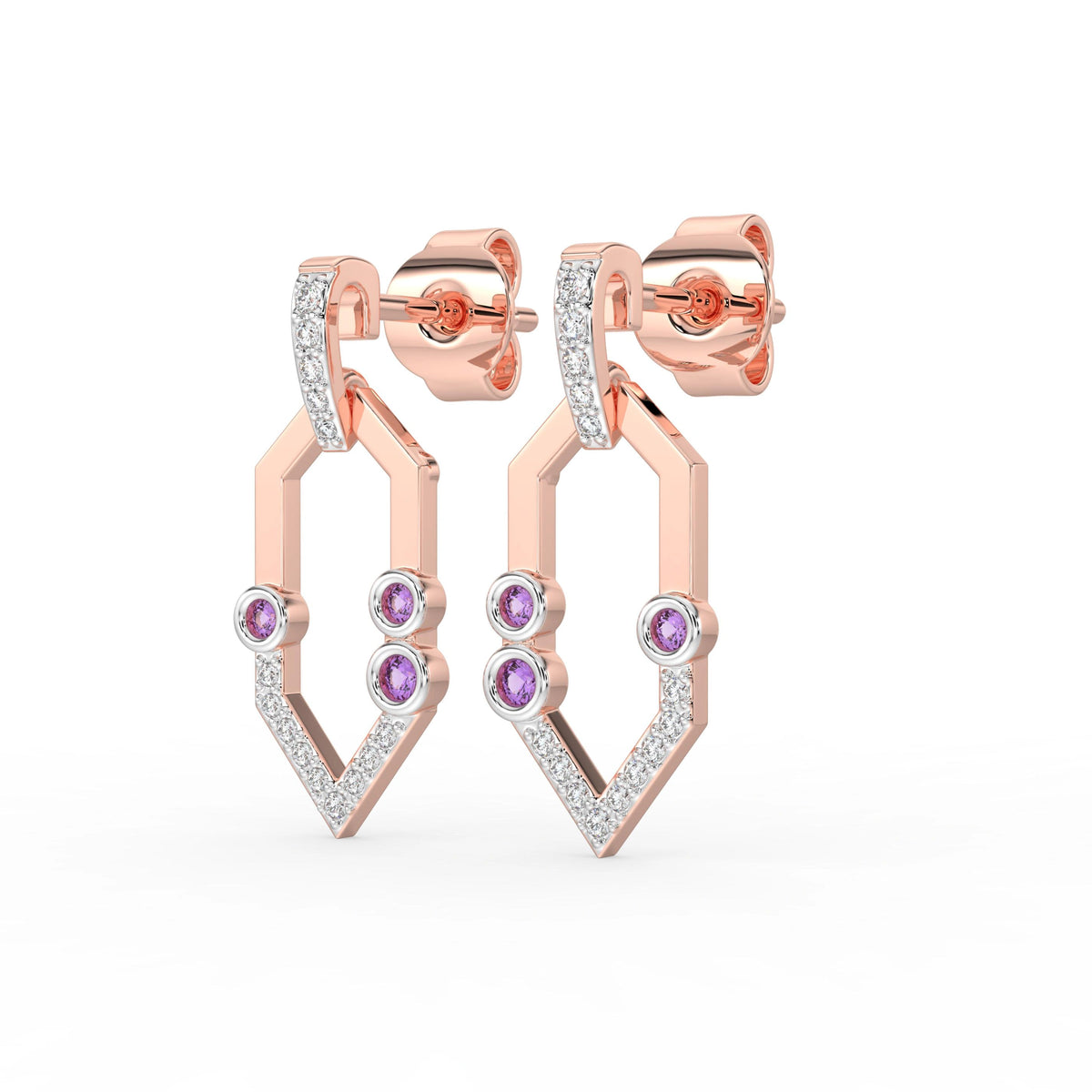 Celeste Golden Spark V-Drop Diamond Accent Earrings