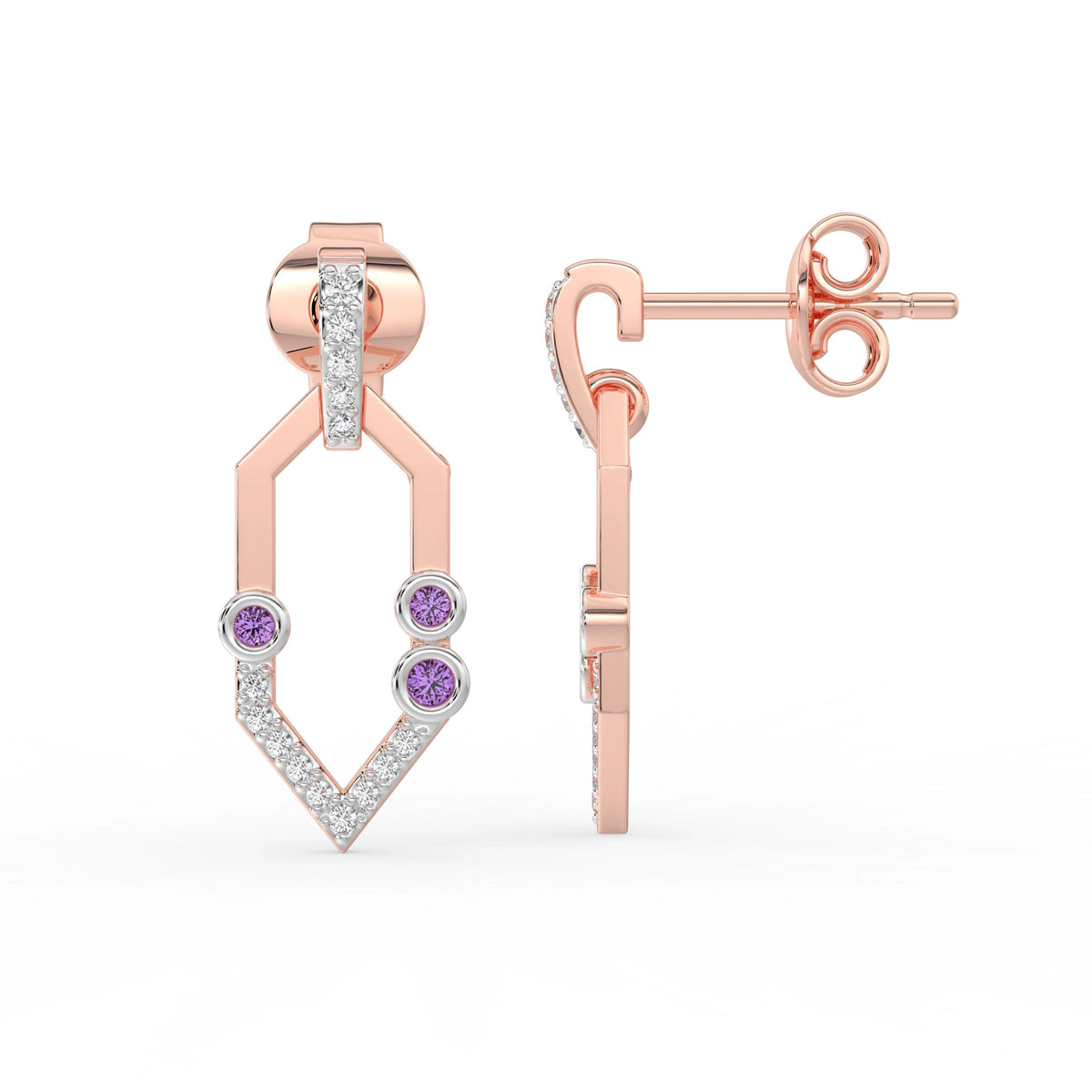 Celeste Golden Spark V-Drop Diamond Accent Earrings