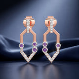 Celeste Golden Spark V-Drop Diamond Accent Earrings