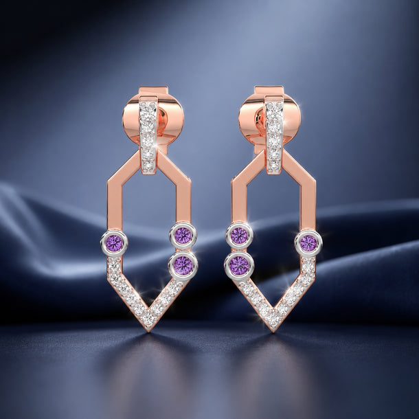 Celeste Golden Spark V-Drop Diamond Accent Earrings