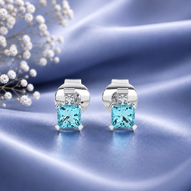 Gem Pop Midnight Blue Square Spark Stud Earrings