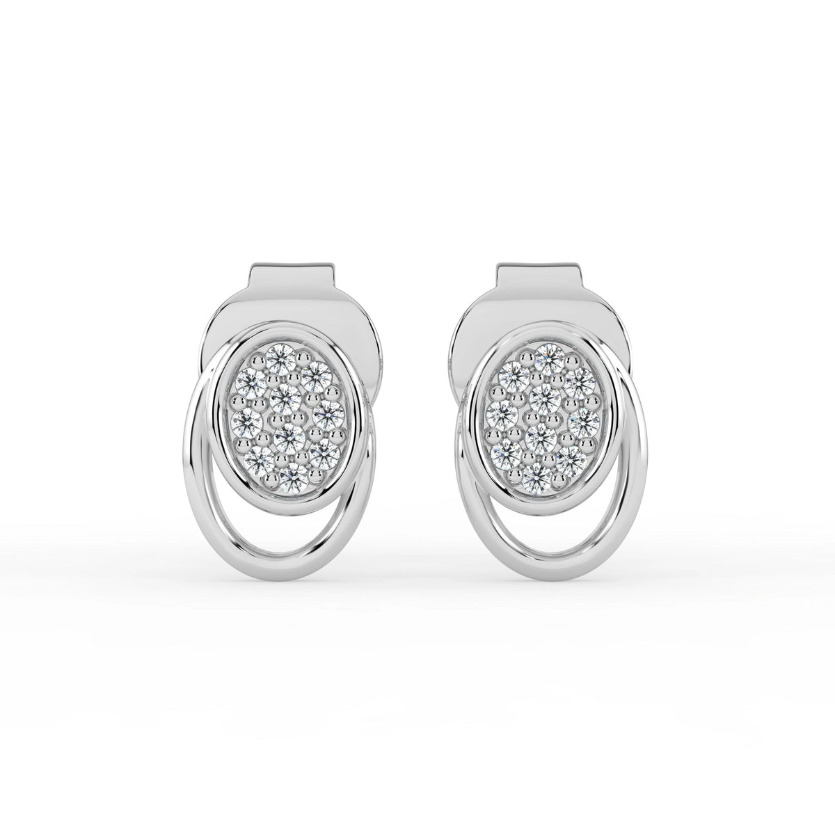 Celeste Radiant Halo Oval Spark Stud Earrings