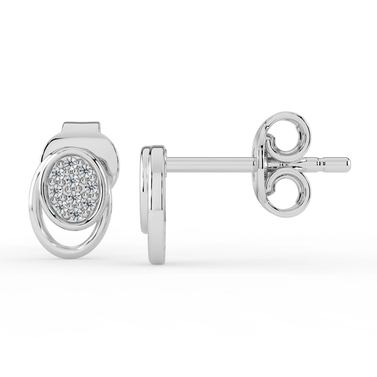 Celeste Radiant Halo Oval Spark Stud Earrings