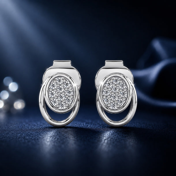 Celeste Radiant Halo Oval Spark Stud Earrings