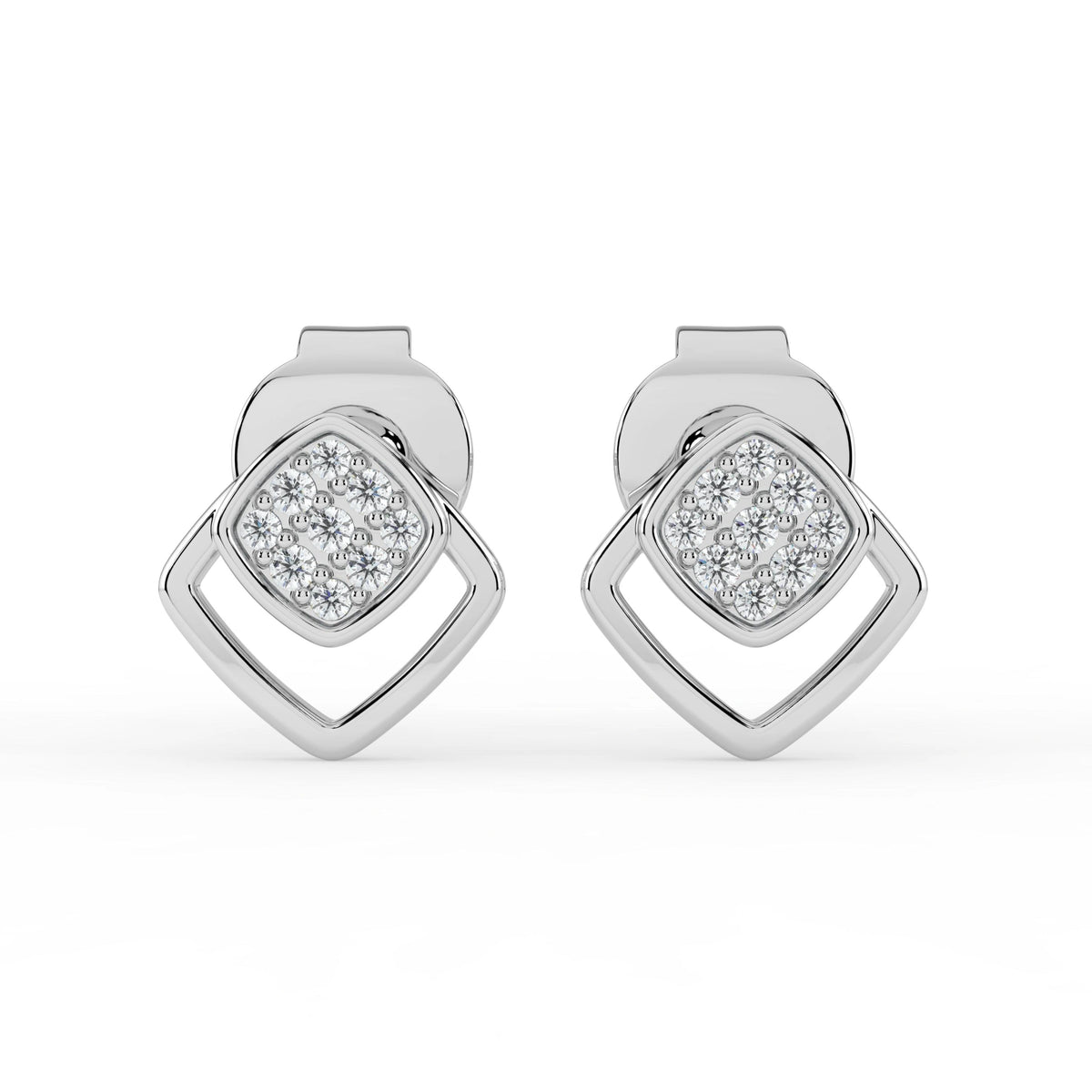 Celeste Golden Gleam Square Frame Spark Stud Earrings