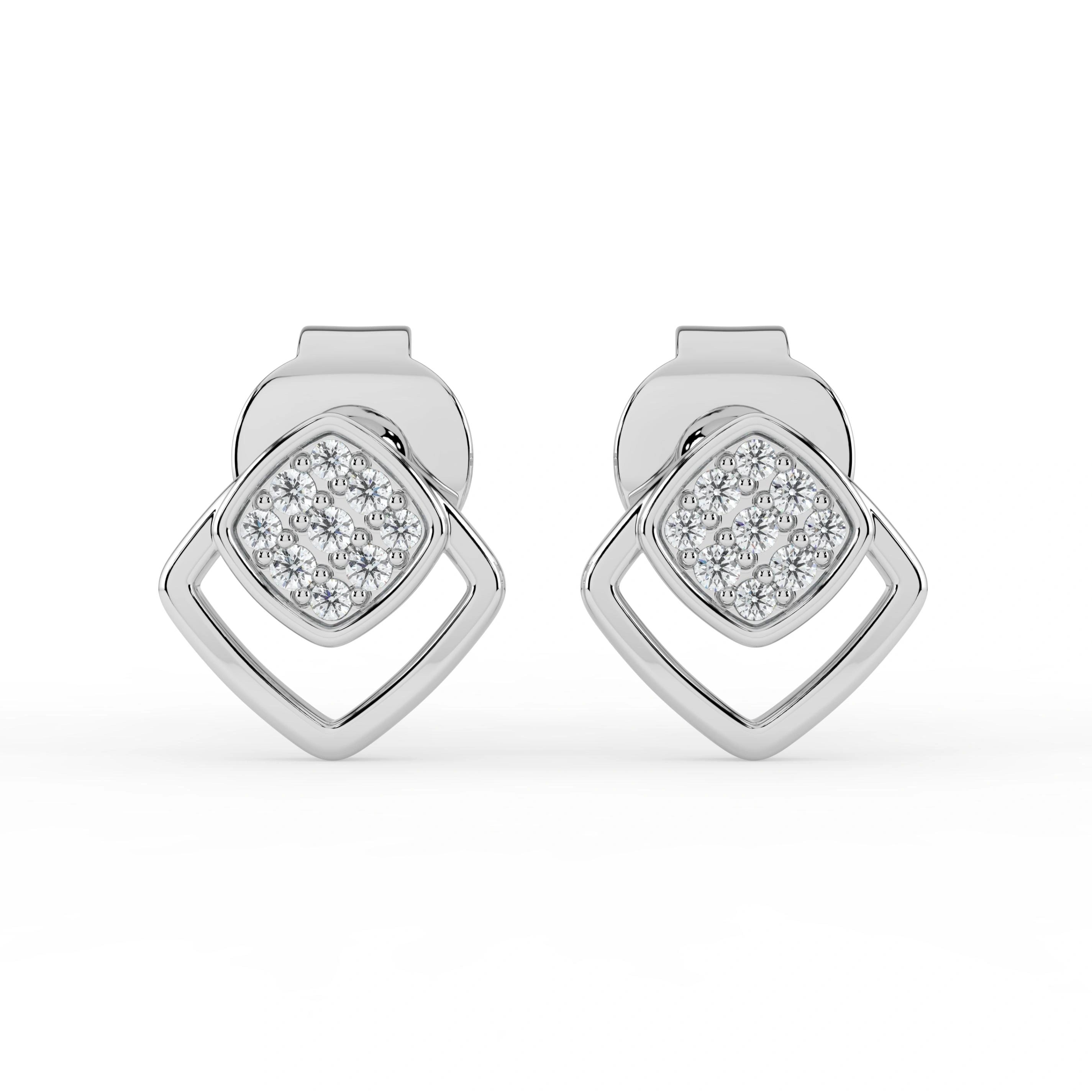Celeste Golden Gleam Square Frame Spark Stud Earrings