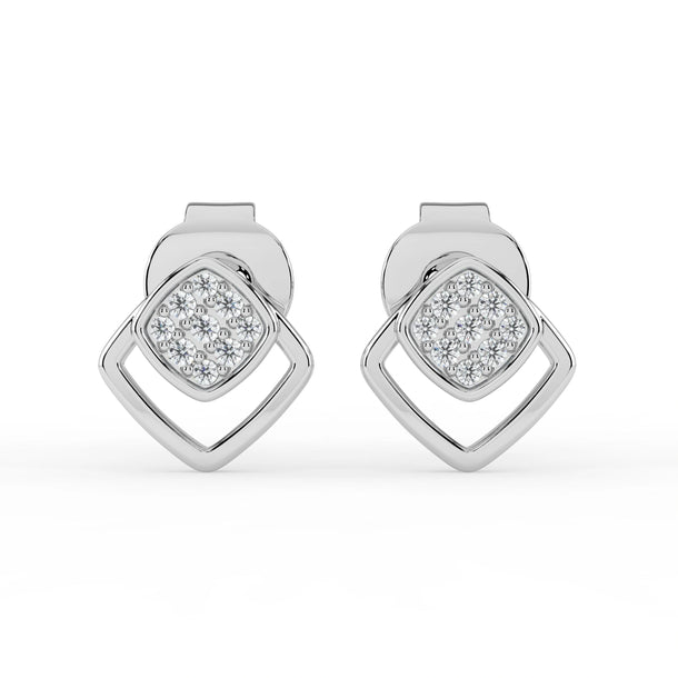 Celeste Golden Gleam Square Frame Spark Stud Earrings
