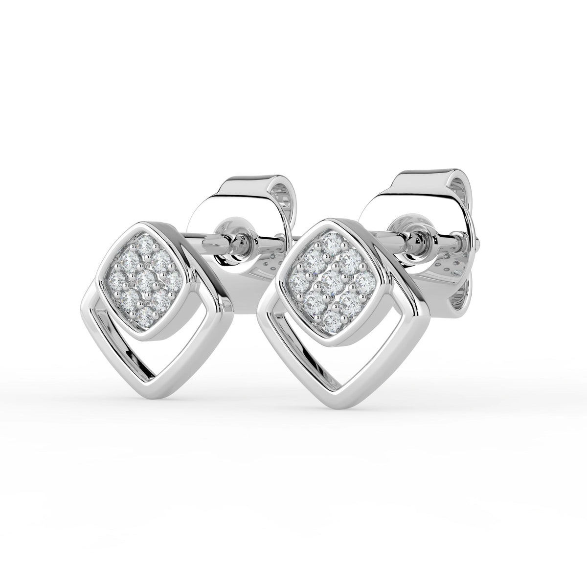 Celeste Golden Gleam Square Frame Spark Stud Earrings
