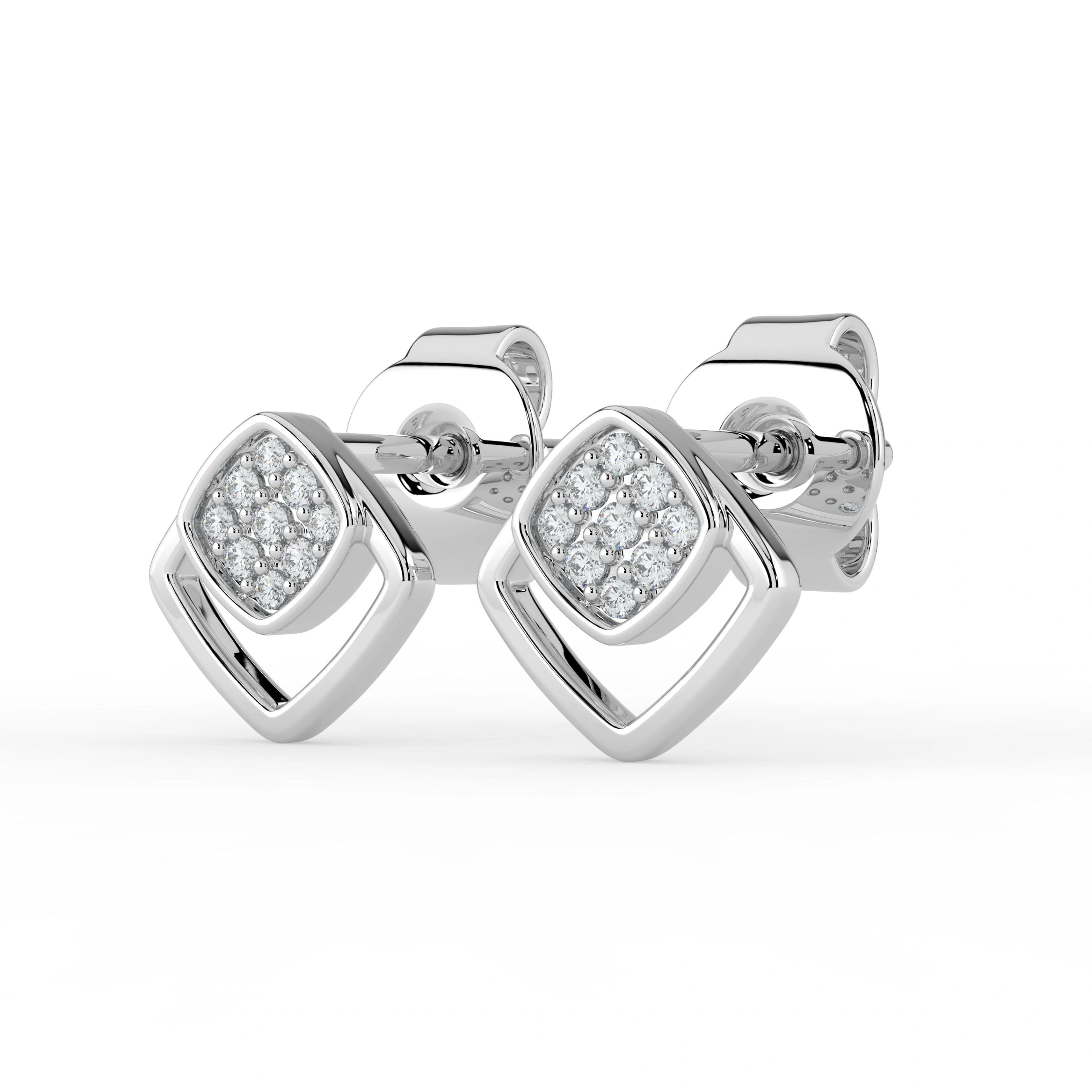 Celeste Golden Gleam Square Frame Spark Stud Earrings
