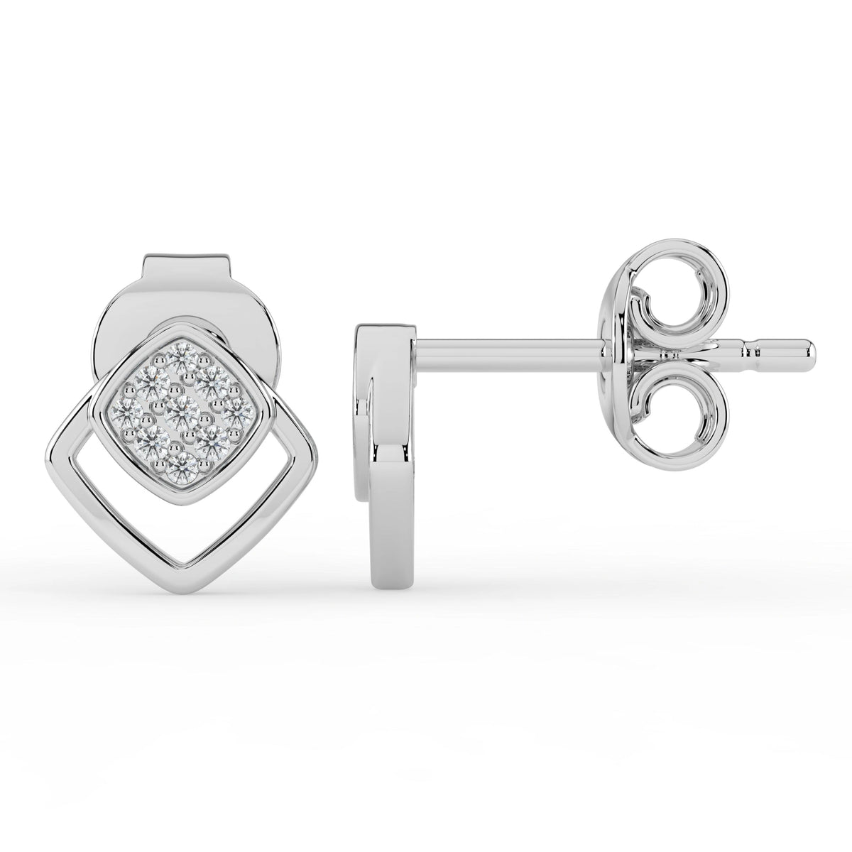 Celeste Golden Gleam Square Frame Spark Stud Earrings