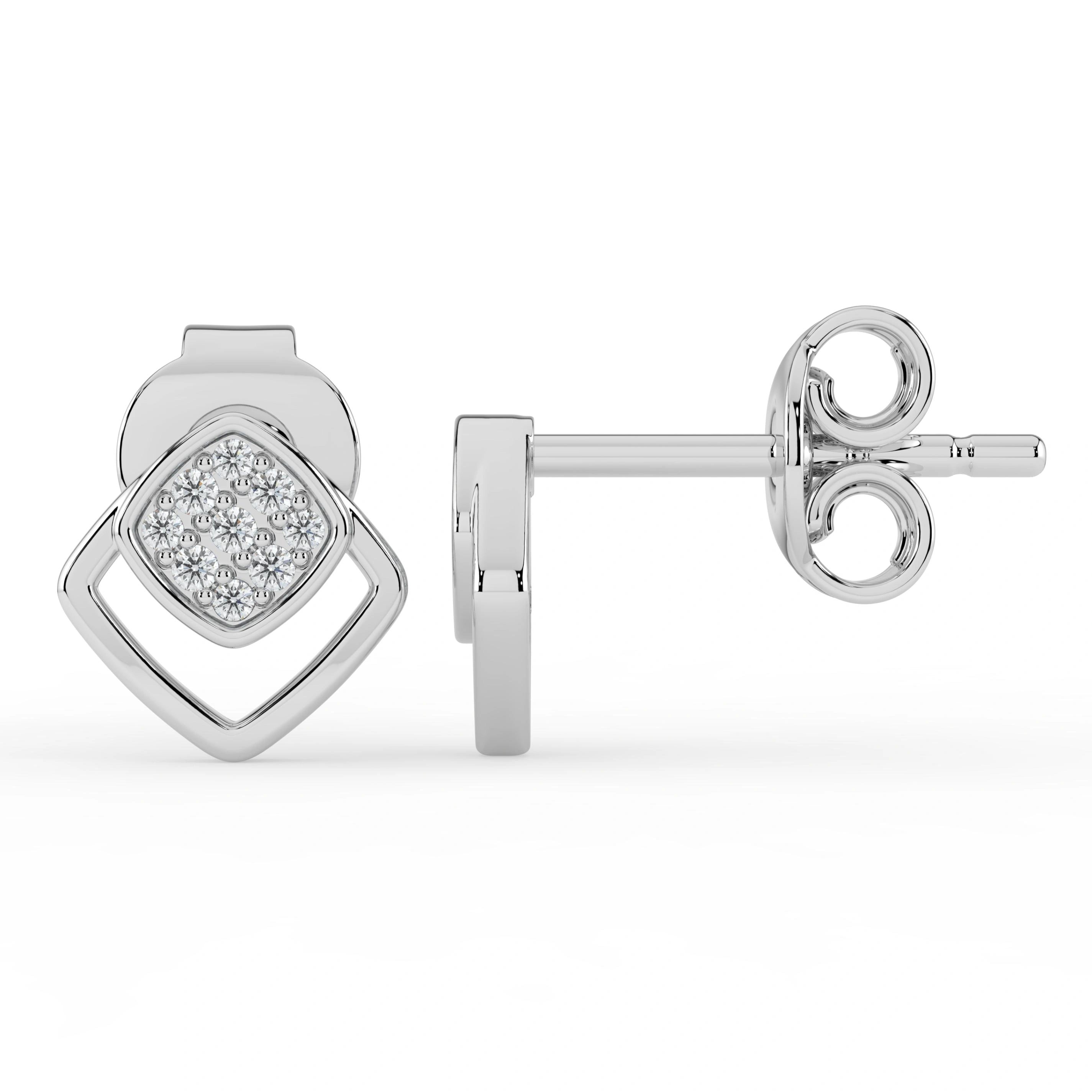 Celeste Golden Gleam Square Frame Spark Stud Earrings