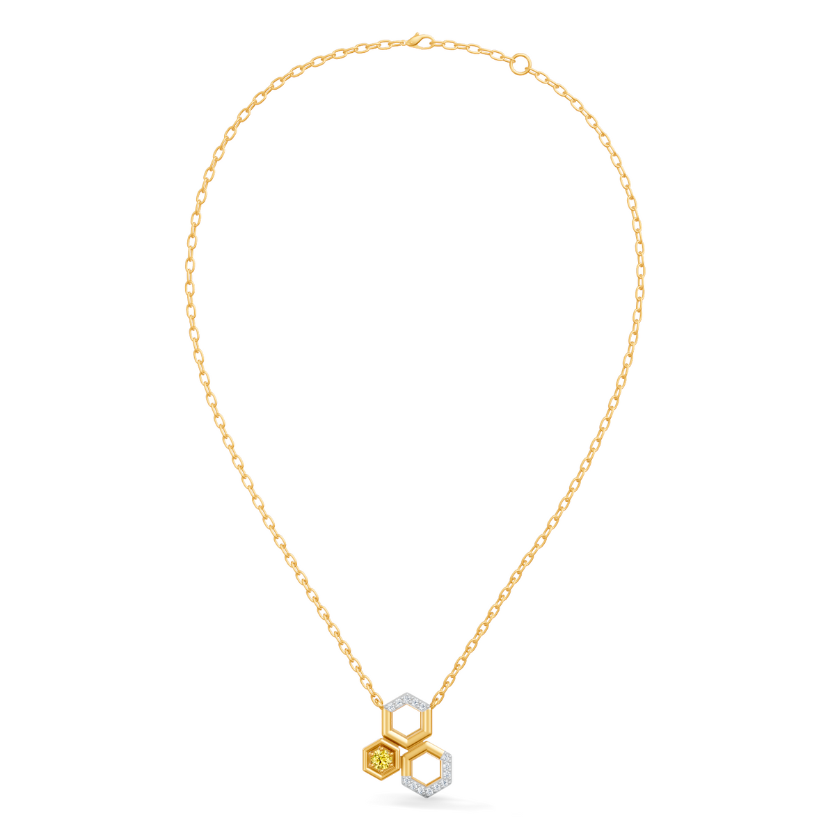 Gem Pop Golden Gleam Linked Hexagon Pendant