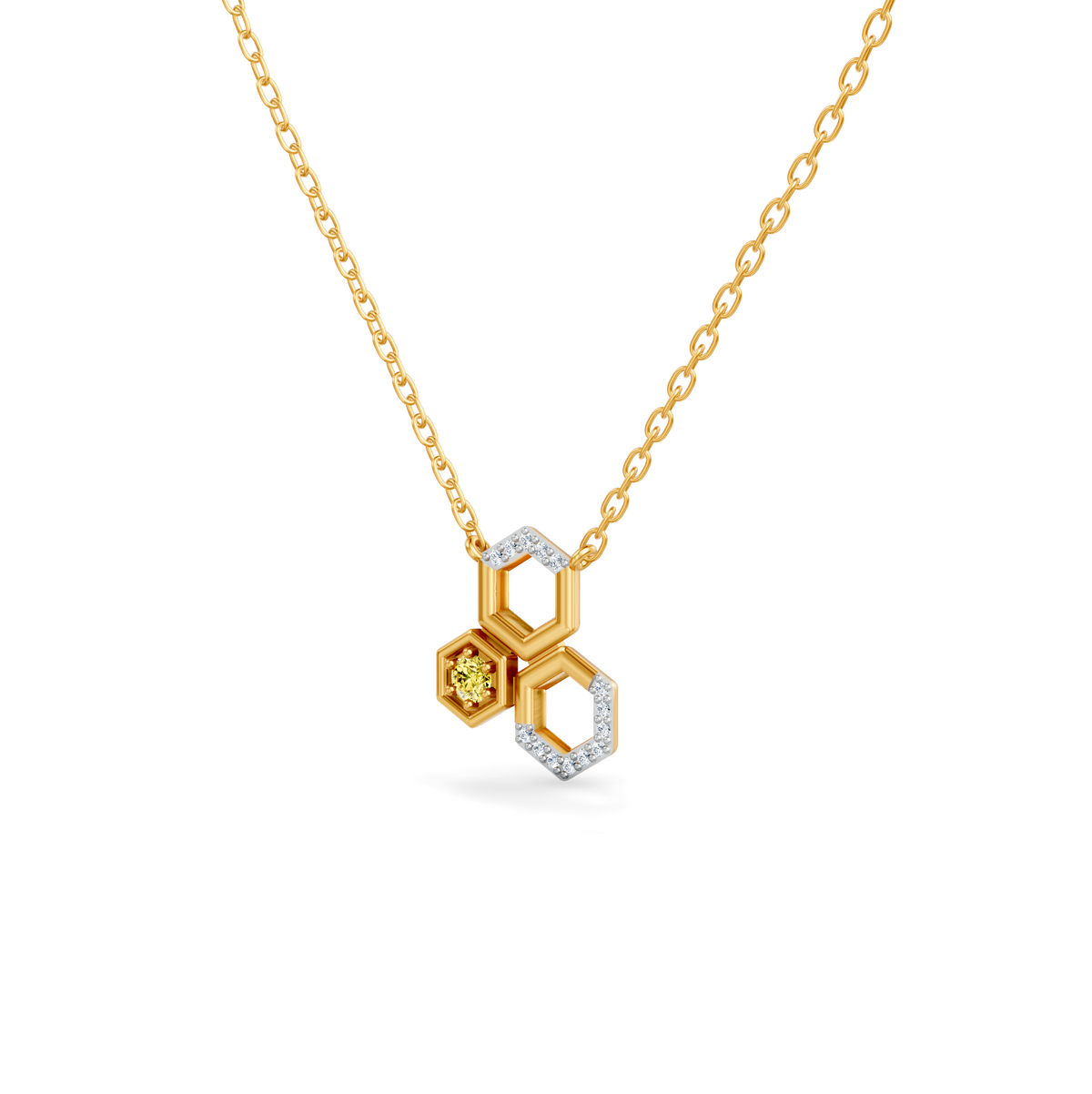 Gem Pop Golden Gleam Linked Hexagon Pendant