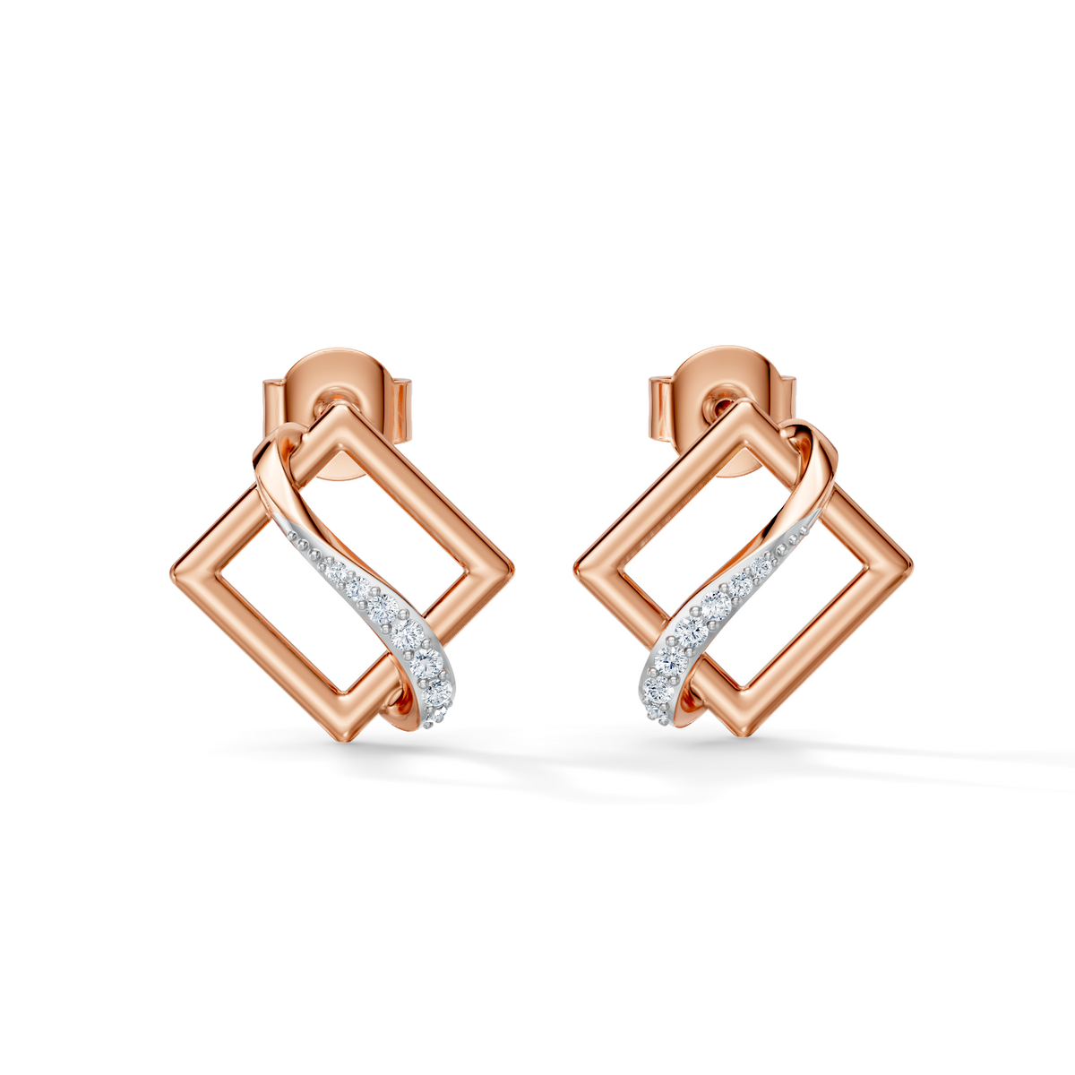 Celeste Geometric Interlace Diamond Studs