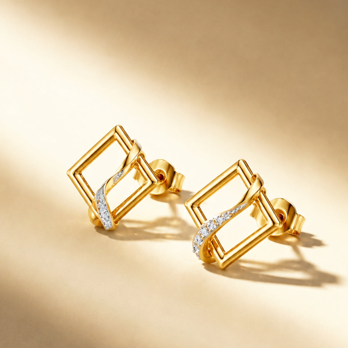 Celeste Geometric Interlace Diamond Studs