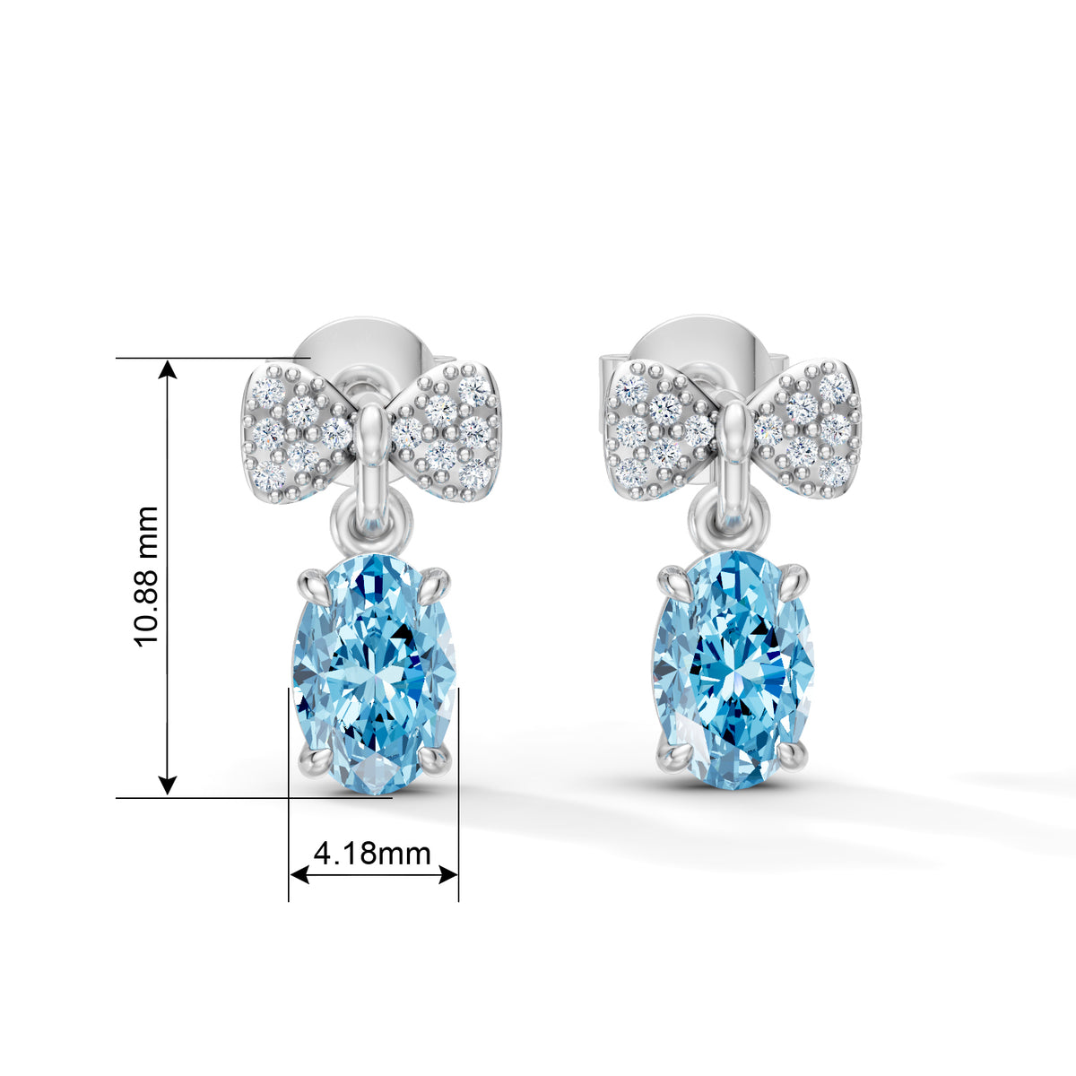 Celeste Bow Eternal Heart Drop Twirl Radiance Studs