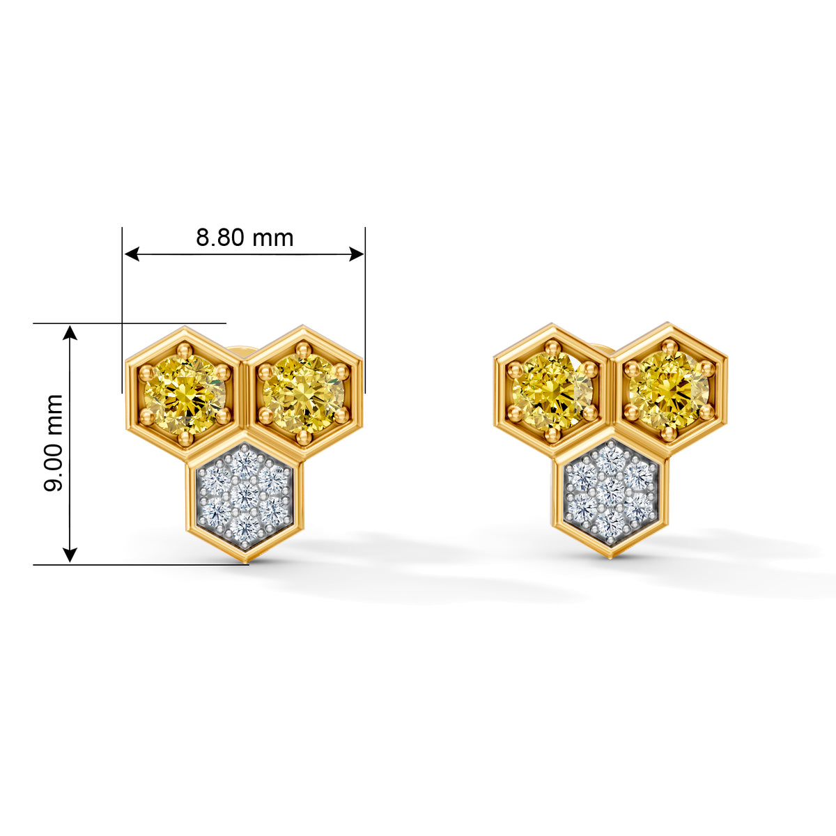 Gem Pop Golden Trio Hexagon Spark Studs