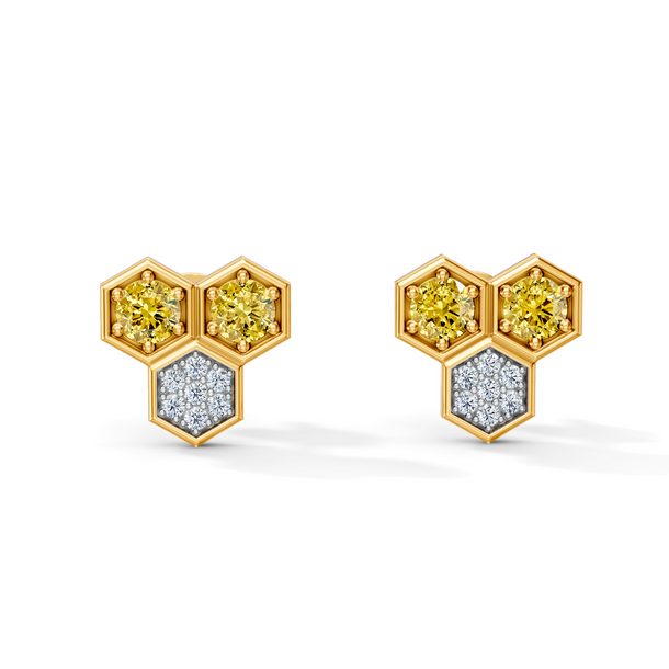 Gem Pop Golden Trio Hexagon Spark Studs