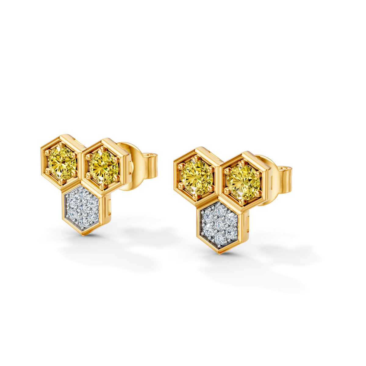 Gem Pop Golden Trio Hexagon Spark Studs