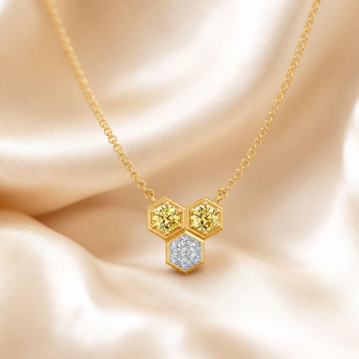 Gem Pop Golden Trio Hexagon Spark Pendant
