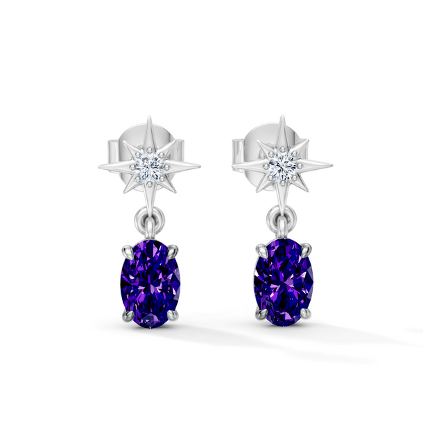 Gem Pop Midnight Starburst Oval Drop Earrings