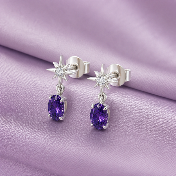 Gem Pop Midnight Starburst Oval Drop Earrings