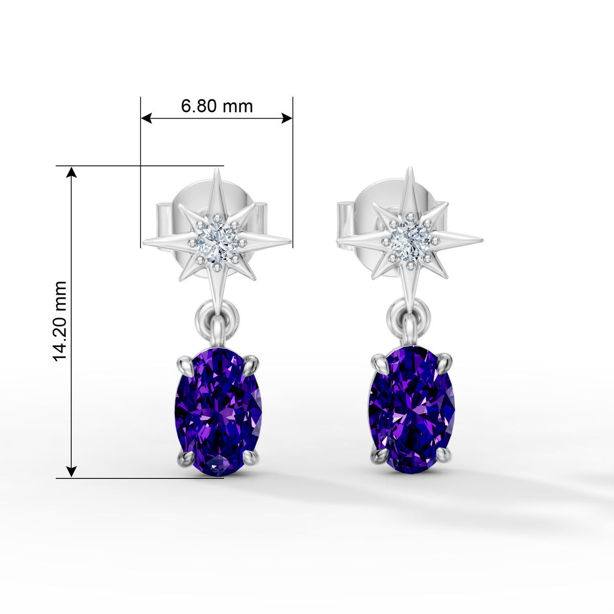 Gem Pop Midnight Starburst Oval Drop Earrings