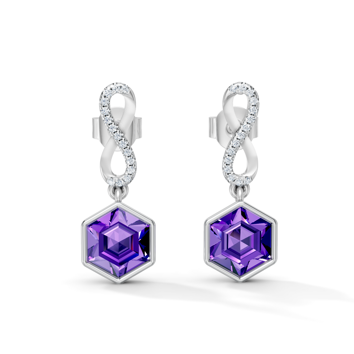 Gem Pop Infinity Hexagon Drop Earrings
