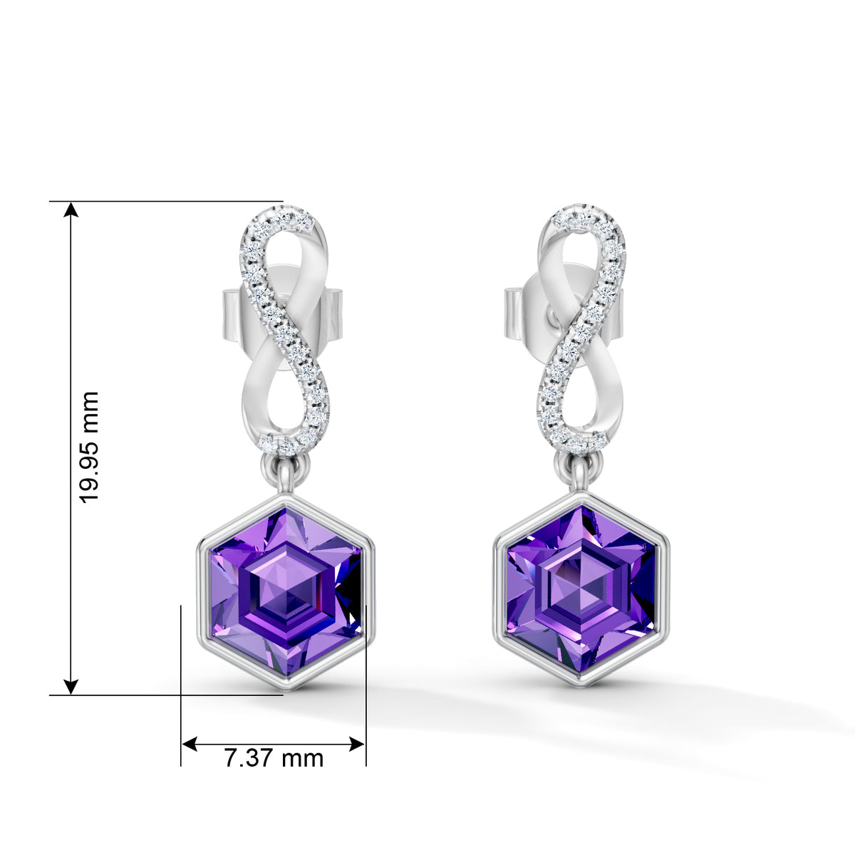Gem Pop Infinity Hexagon Drop Earrings
